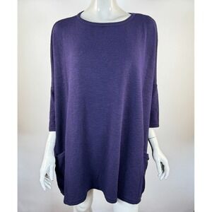 Cut Loose Oversized Stretch Jersey Tunic Top Women OS EUC Pocket Relaxed Shirt